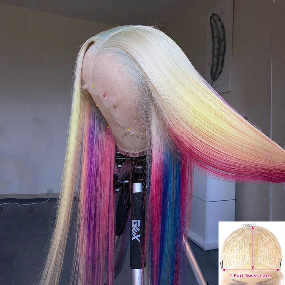 

12A Straight Wig 13*1 T Part Lace Wig Rainbow 613 Lace Wig Blonde Transparent Lace Human Hair Wigs For Women Brazilian Remy