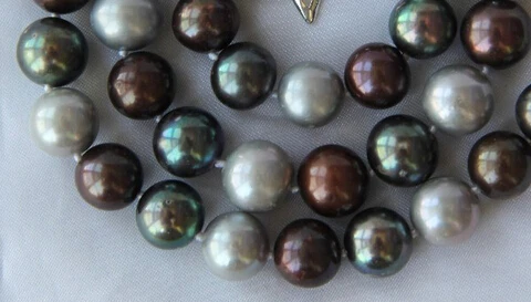 Jew3096 stunning big round gray black coffee freshwater cultured pearl necklace NEW