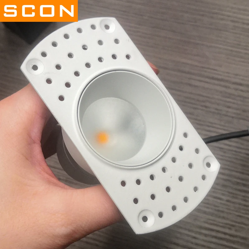 US $20.53 SCON 5W Mini LED Framless Spotlight COB Recessed Ceiling Light CRI Ra 85 400lm Modern Indoor Wall Washing Aluminum Lamp