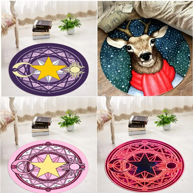 

Magic circle KINOMOTO SAKURA lovely pink round carpet children's bedroom bedside cloakroom photo carpet computer chair cushion
