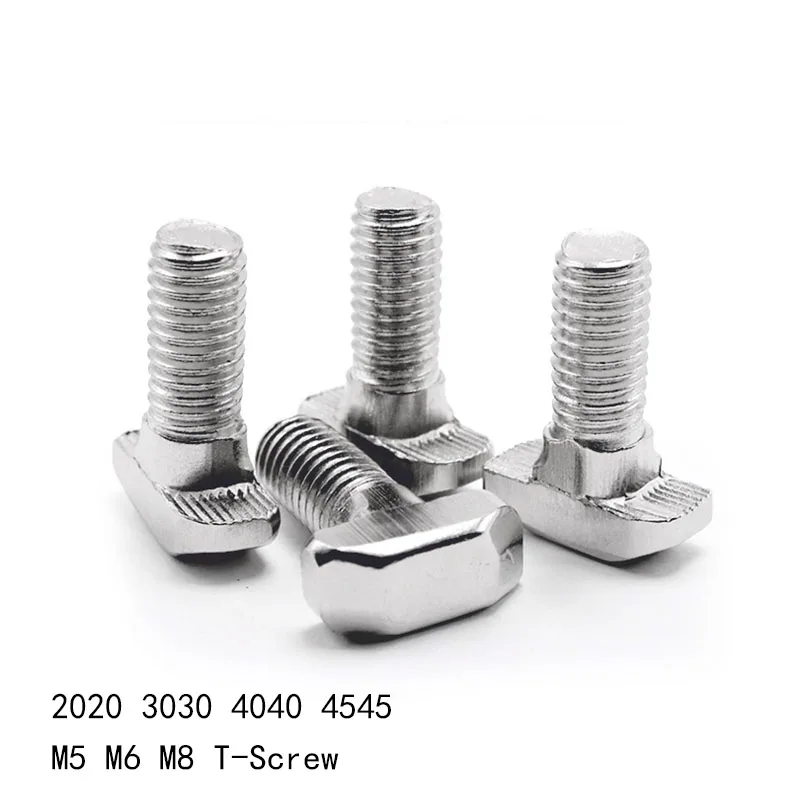 

5/10pcs M5 M6 M8 T-Screws T Hammer Head T Bolt Aluminum Connector for 20/30/40/45 Aluminum Profiles 12mm 16mm 20mm 25mm 30mmCNC