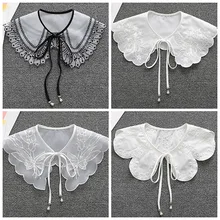 

Sweet Lapel Fake Collar for Women's Shirt Detachable Vintage Lace Bowknots Collars Half Shirt False Collars Neckwear Accessories