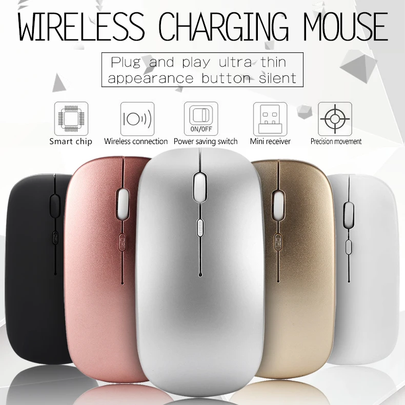 1600 DPI 2.4G Wireless Silent Mouse Rechargeable Charging Mice Ultra-Thin Mute Office Laptop Opto-electronic Computer Mouse