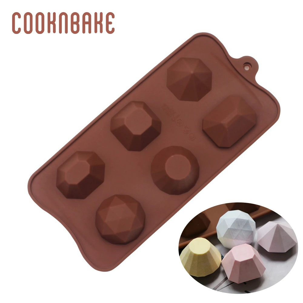 COOKNBAKE Diamond Silicone Mold for Chocolate 6 hole candy gummy Ice Cube tray soap resin Fondant Mould diy Cake Decorating | Дом и сад