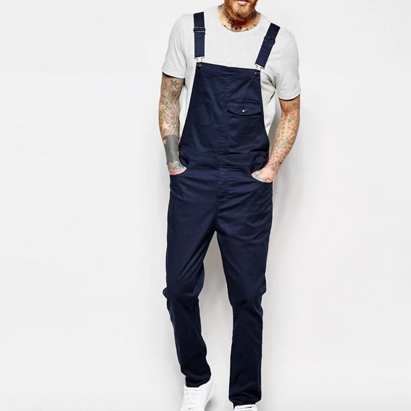 CYSINCOS New Arrival Men's Casual Loose Fit Pants Fashion Solid Color Cargo Bib Overalls Autumn Multi Pocket Trouser Jumpsuit