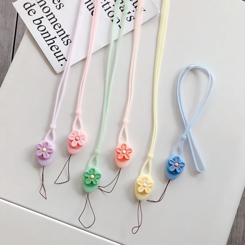 

Cute Flower Mobile Phone Straps Rope Cartoon Strap Neck Lanyards Hand Strap For Phone Case Long Rope Lariat For Name Card Chain