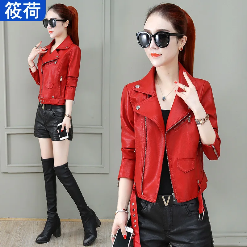 

2019 Autumn New Style Leather Coat WOMEN'S Dress Korean-style Loose-Fit Short Jackets Spring And Autumn Versatile PU Leather Jac