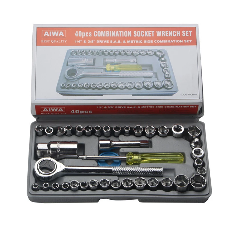 40 PCS Socket Wrench Set Automobile Motorcycle Repair Tool Kit Sleeve Screwdriver Tool Set Auto Car Repairing Tools
