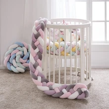 Parachoques para cama de bebé, nudo trenzado largo hecho a mano, tejido de felpa anudado, Protector de cuna de bebé, nudo infantil, almohada, decoración de habitación, 2M/3M /4M/5M
