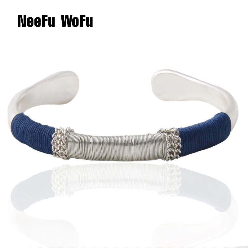 NeeFu WoFu металлические листья Браслеты Ретро серебряная проволока для браслетов браслеты для женщин модные роскошные ювелирные изделия коллекция - Окраска металла: Cymbidium