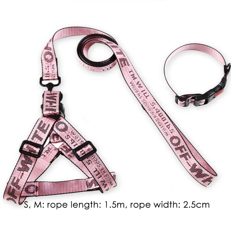 3pcs-pink Модный ошейник для собак с буквами, набор поводков 1,5 см, прочная нейлоновая веревка, поводок для французского бульдога, щенка, товары для животных, собак - Цвет: 3pcs-pink