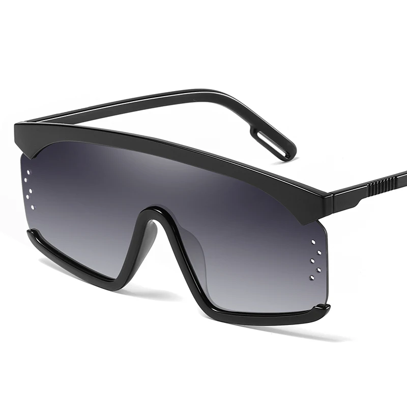 Винтажные большие квадратные солнцезащитные очки для женщин брендовые дизайнерские Роскошные негабаритные Солнцезащитные очки женские плоские топ панк-очки Oculos UV400 - Цвет линз: C2black grey