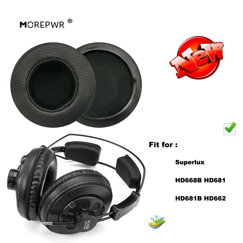 

Morepwr New upgrade Replacement Ear Pads for Superlux HD668B HD681 HD681B HD662 Headset Parts Leather Cushion Earmuff Headset