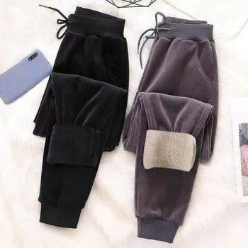 

Hot Gray Black Plus Thick Lamb Velvet Plush Sweatpants Women Harem Trousers Loose Casual Winter Thicken Cashmere Sport Pants