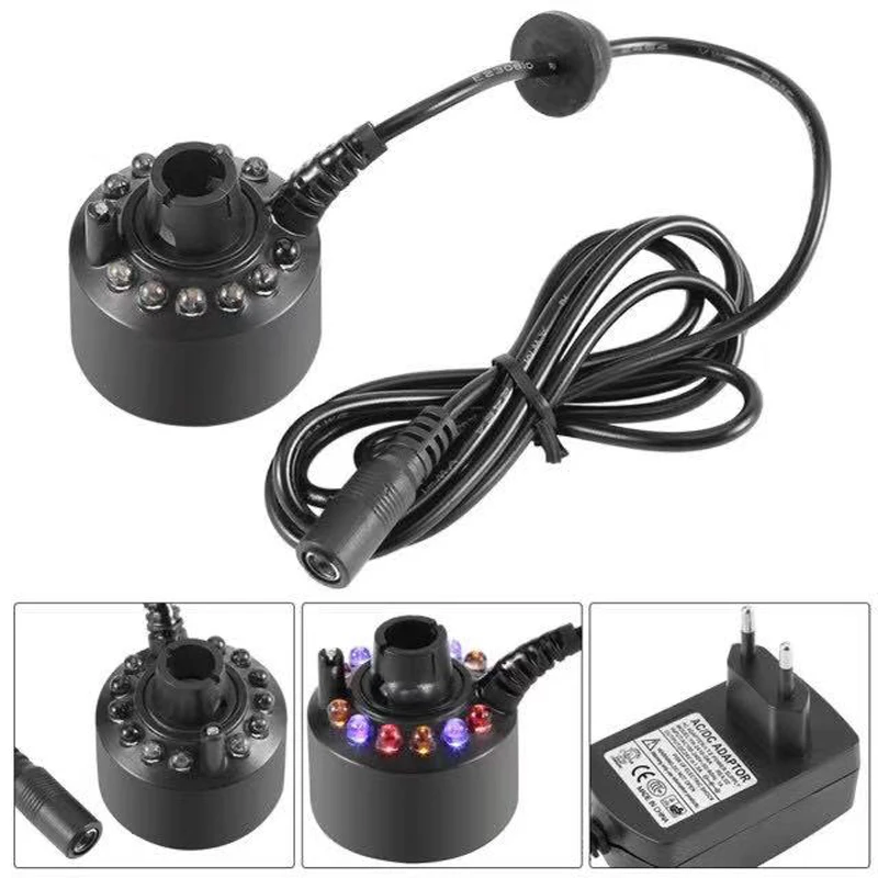 Ultrasonic Nebulizer Fish Tank Humidifier, Mist Maker, Forger Atomizer, Aquarium Decoration, AU, EU, WS, UK Plug, 12 LED