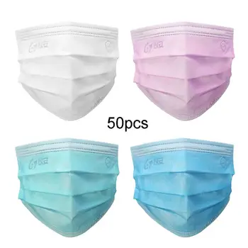 

50pcs Adult Anti-dust Breathable Dustproof 3 Layer Disposable Face Mask Non Woven Protective Mouth Mask
