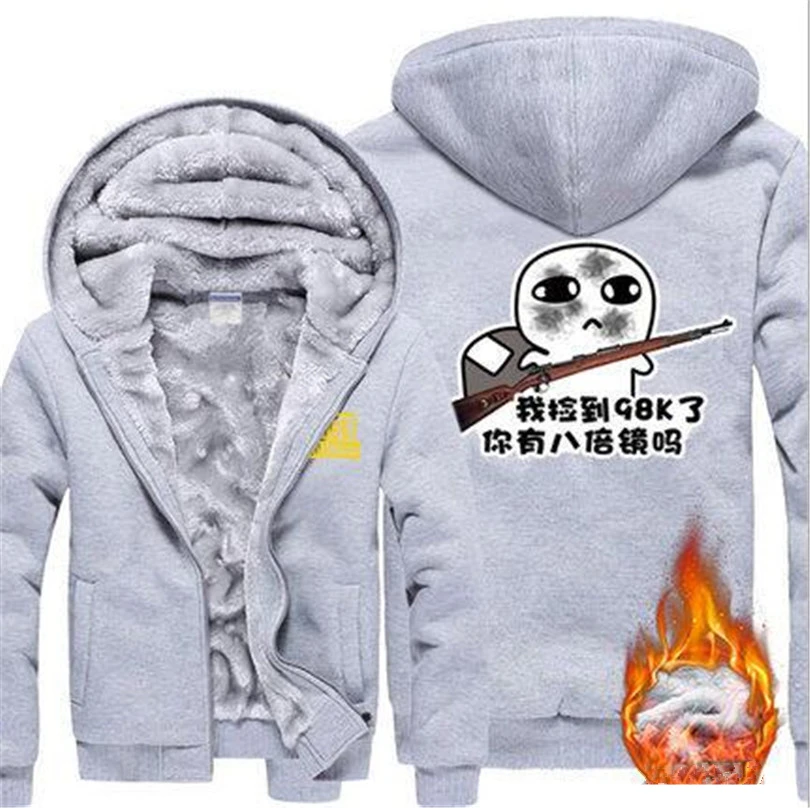 

Man Clothing Warm Coat Male Velvet Sweatshirts Hoodie Men's PUBG Printing Pattern Hoodies Winter Thicken Hoody F152