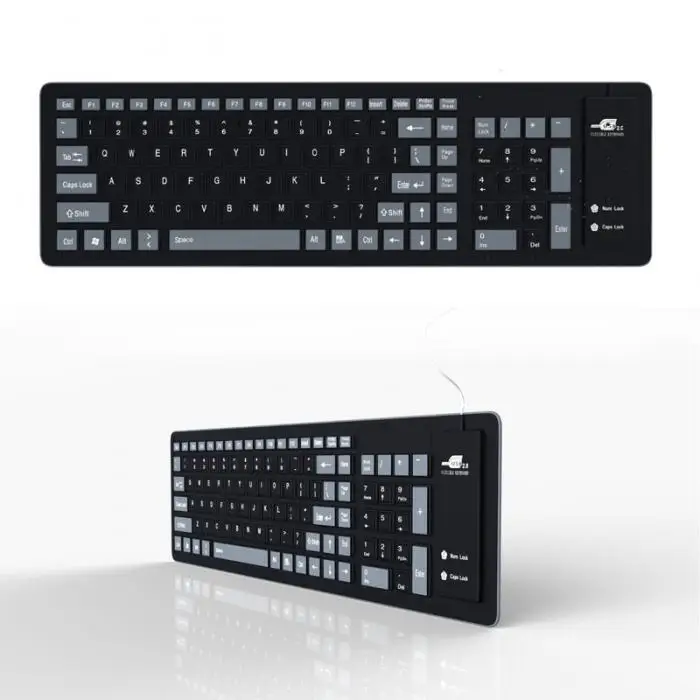 Asunflower Складная силиконовая клавиатура USB Проводная силиконовая Гибкая мягкая Водонепроницаемая скручивающаяся силикагелевая клавиатура для ПК ноутбука