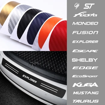 

For Ford Fiesta Mondeo Fusion Explorer Escape Shelby Edge Ecosport Kuga Mustang Car Rear Bumper Trunk Carbon Fiber Gurad Sticker