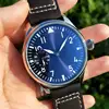 44mm Pilot not have logo Mechanical Hand Wind Men's Watch blue dial Mineral Glass/Sapphire Seagull st3600-2 movement G039 ► Photo 1/6