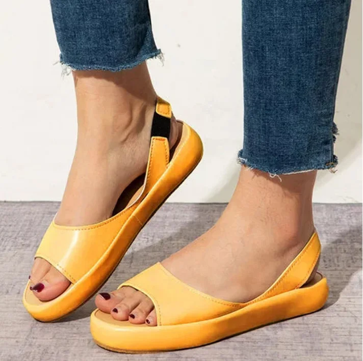 

Women Flat summer Sandals woman Peep Toe Female PU Fashion Summer shoes 2020 NEW Comfortable plus size Shoes Women