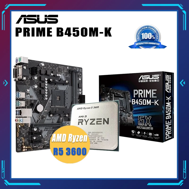 AM4 Asus PRIME B450M K Motherboard With AMD Ryzen 5 3600 CPU Motherboard Set 3.6GHz PCI E 3.0 HIFI B450M Placa mãe e CPU|Motherboards| AliExpress