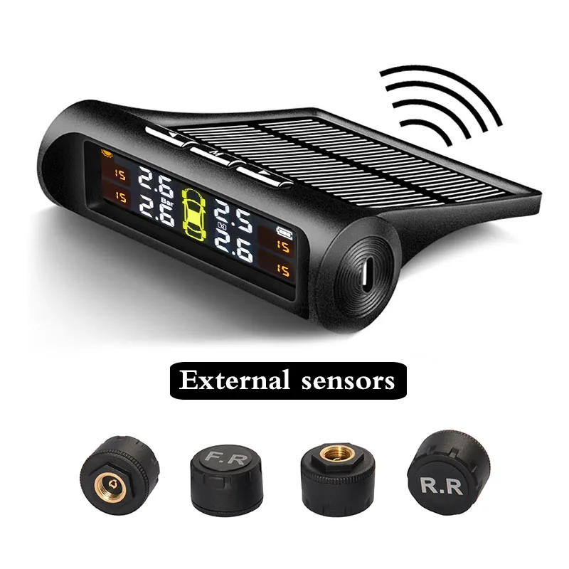 Автомобильный Солнечный TPMS монитор давления в шинах беспроводной контроль давления в шинах сигнализация или Голосовая система ЖК-дисплей цветной дисплей две установки