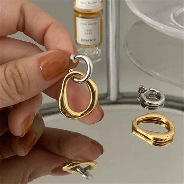 Kshmir Detachable dual-use Korean chic metal gold patchwork women's base earrings with free mail earrings and jewelry gifts 01