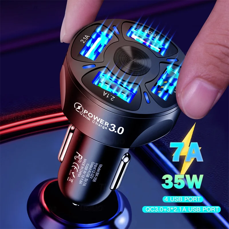 4 шт./упаковка автомобильное зарядное устройство с USB-портом на прикуриватель |