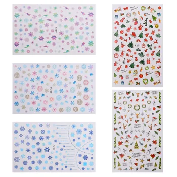

5pcs Christmas Beautiful Practical Adhesive Nail Stickers Decorative Nail Decals Nail Patches for Nail Lovers Holiday Gift