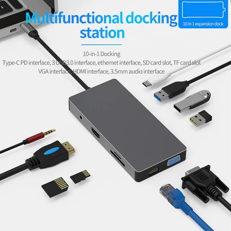 Blueendless 10 в 1 USB C концентратор мульти HDMI адаптер к USB 3,0 кард-ридер USB-C 3,1 Для MacBook Pro VGA LAN порт
