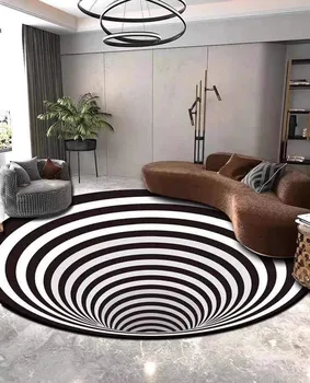 

Home Decoration Living Room Hallway Rugs Black White Grid Print 3D Illusion Rugs and Carpets for Living Room Coffee Table Rugs