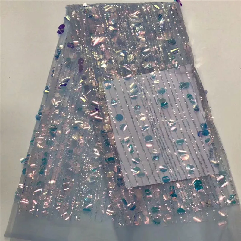 New design 2019 African Blue Organza Fabrics Embroidered Lace In Switzerland With Full big Sequins for Women Party | Дом и сад