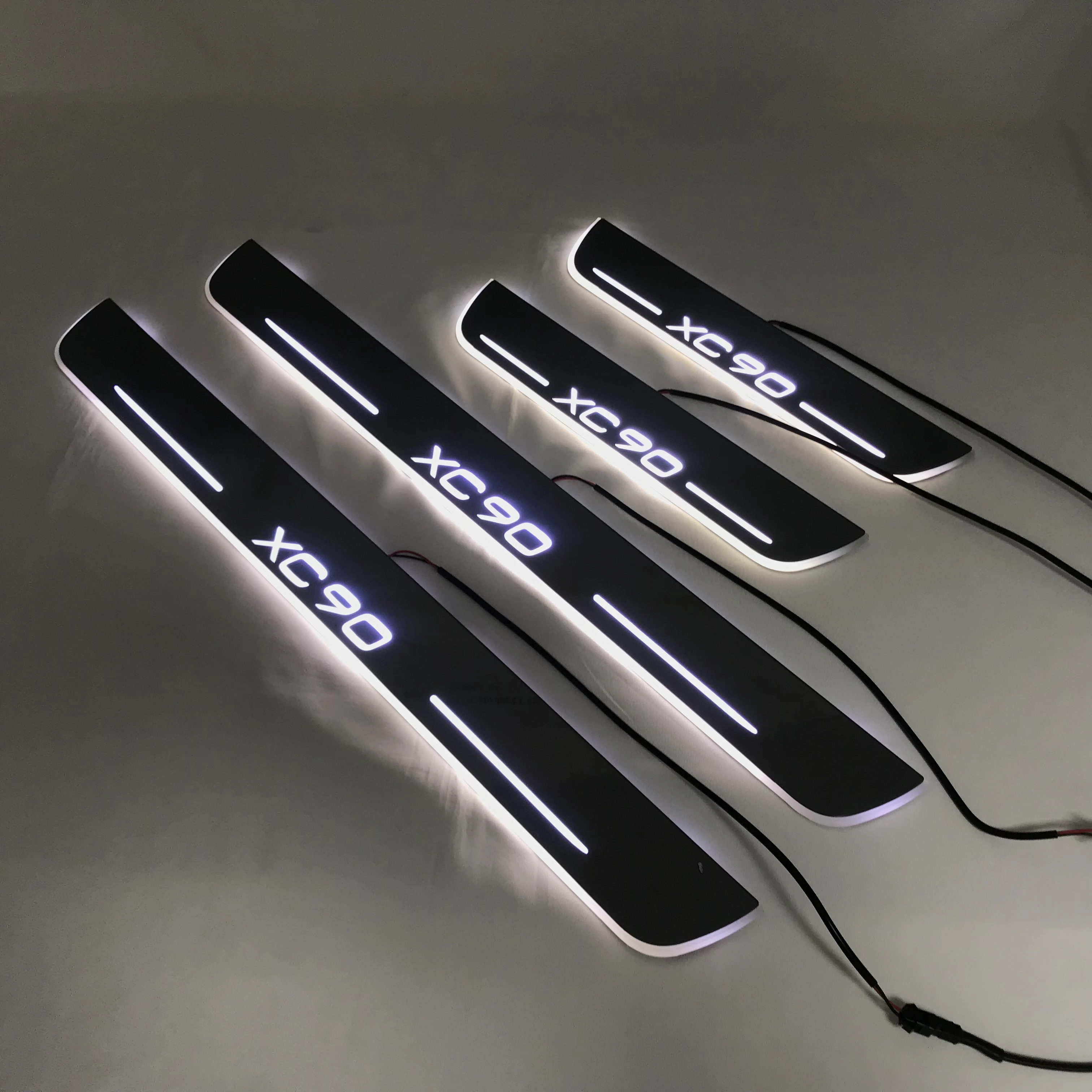 RQXR светодиодные движущиеся двери scuff для Volvo XC90 динамический порог пластина плоская подкладка наложения течет/фиксированный светильник, 4 шт