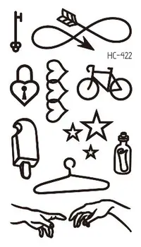 

Key Lock Bicycle Stars Temporary Tattoo Sticker Waterproof Women Men Adults Fake Body Art New Design 10.5X6cm Kids Hand Tatoo
