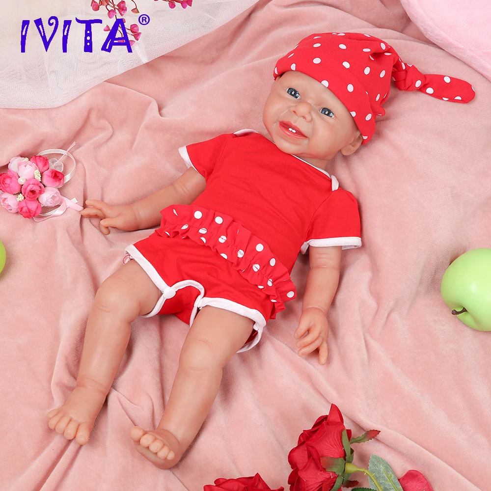 IVITA WG1516 48 см 3 4 кг Реалистичная силиконовая кукла новорожденная девочка младенец