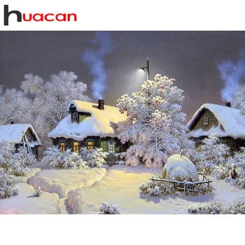 

Huacan 5D Diamond Painting Scenery Winter Full Square Round Drill Snow Diamond Mosaic Cross Stitch Home Decor Gift Drop Ship