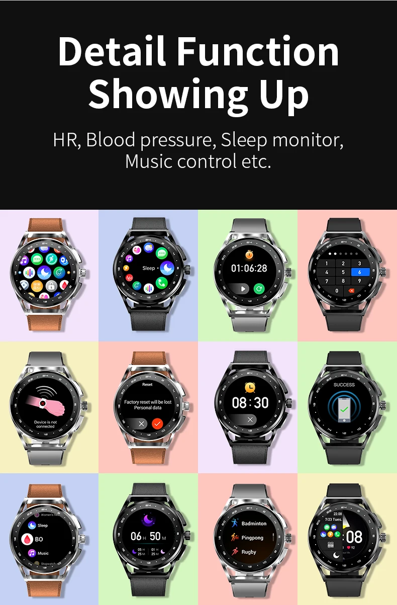 H8S Smart Watch Heart Rate Blood Pressure Health Monitoring Men Bluetooth Call Music Fitness Tracker Sport Smartwatch