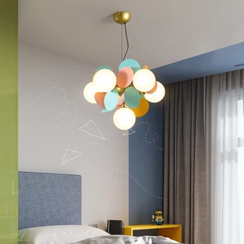 

Modern Iron Pendant Lights Multicolor Glass LED Lighting Luminaire Living Room Bedroom Dining Room Home Decor Hanging Lamp