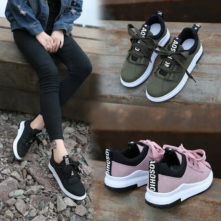 

2020 Spring And Autumn New Style Athletic Shoes Women's Korean-style Versatile Students Thick Bottomed Shoes Women's Lace-up Cas