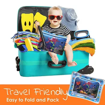 

Cartoon Inflatable Water Mat Infant Toddler Growth Stimulate Tummy Time Play Pad promote hand-eye coordination motor skills