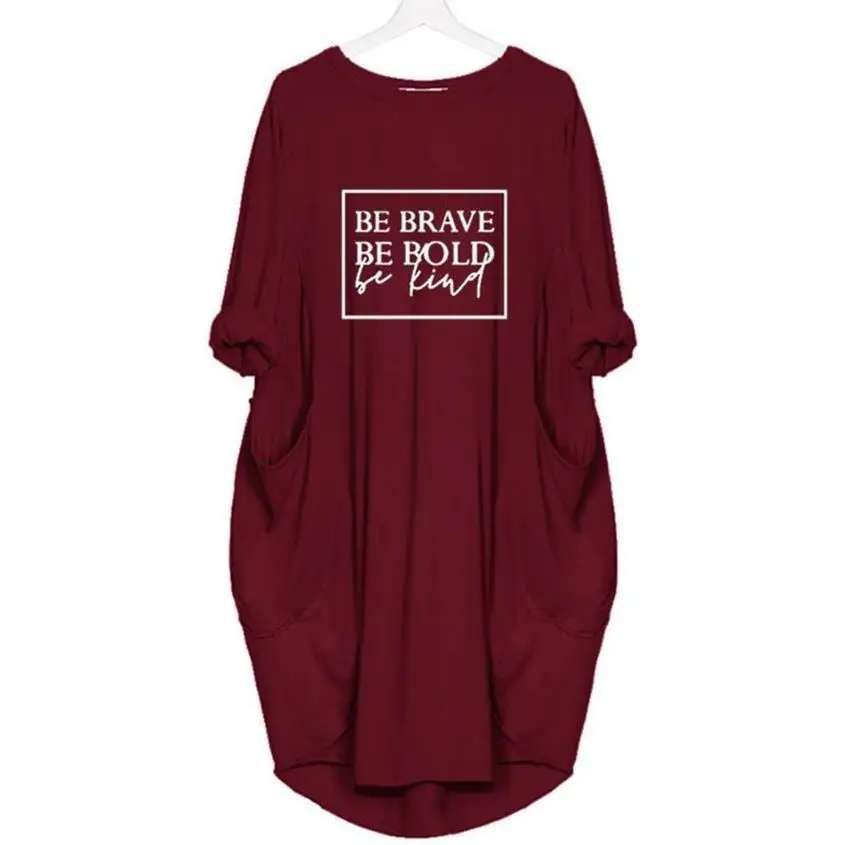 

New Fashion Be Brave Print Pocket Dress Female Harajuku Long Sleeve Graphic Vintage Sexy Dress Women Hollow Femme