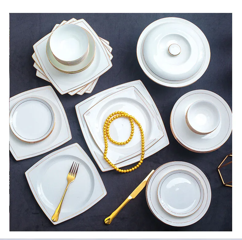 60 голов Цзиндэчжэнь керамика китайская посуда Европейский стиль набор посуды рисовая чаша салатная лапша чашка, столовая посуда наборы