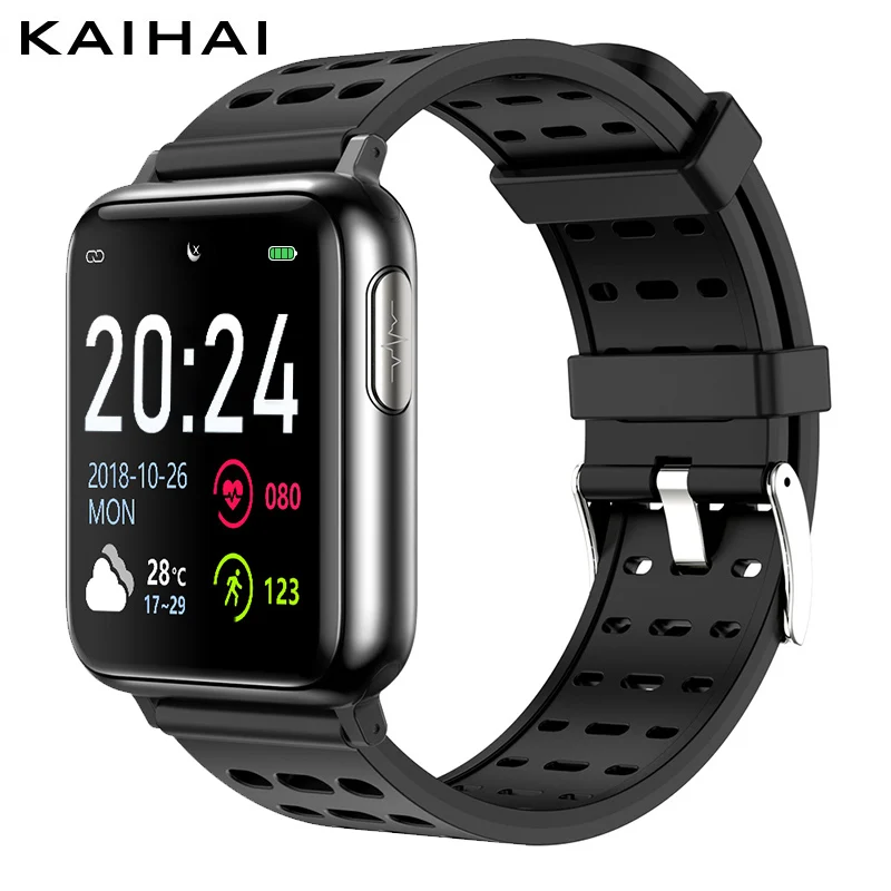 black smartwatch KAIHAI ЭКГ PPG SpO2 трекер активности фитнес-часы Смарт-часы для мужчин кровяное давление пульсометр кислород здоровье умные часы - Цвет: black smartwatch