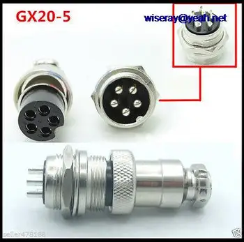 

DHL/EMS 50pcs XLR 19mm 20mm GX20 5 Pin Aviation Plug Male Female socket Panel Power Chassis-A7