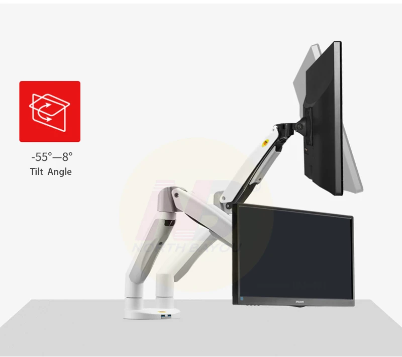 Aluminum Alloy 22-32 inch Dual Monitor Mount Gas