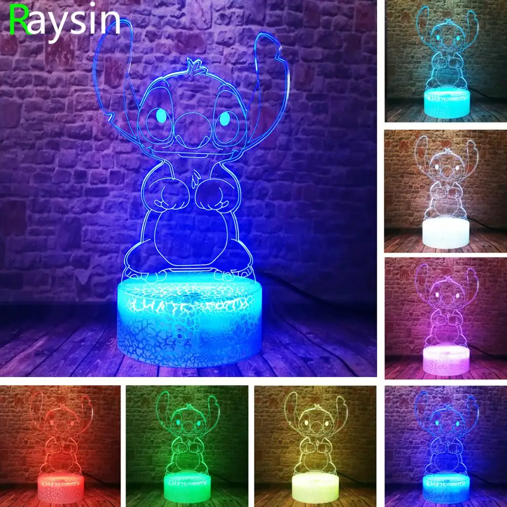  11 Versions 3D LED Teddy Stitch Cute Cartoon Modeling Lamp 7 Colors Change Night Lights Boys Xmas F - 4000162336085