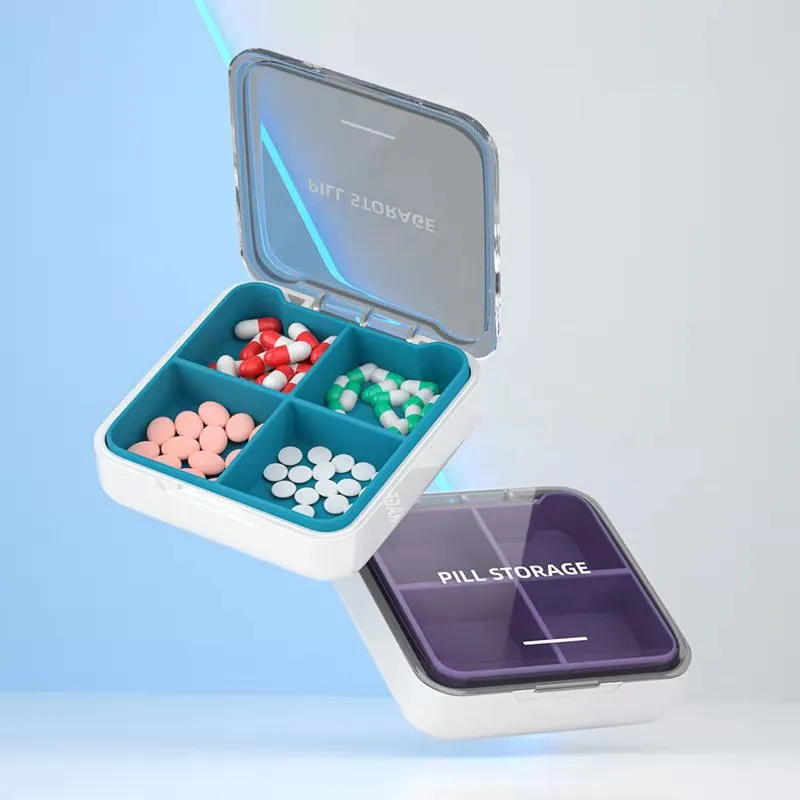 Water Proof Pill Case New Portable 4 Grids Nordic Box Drug Tablet Medicine Storage Holder Splitter Organizer Container | Красота и
