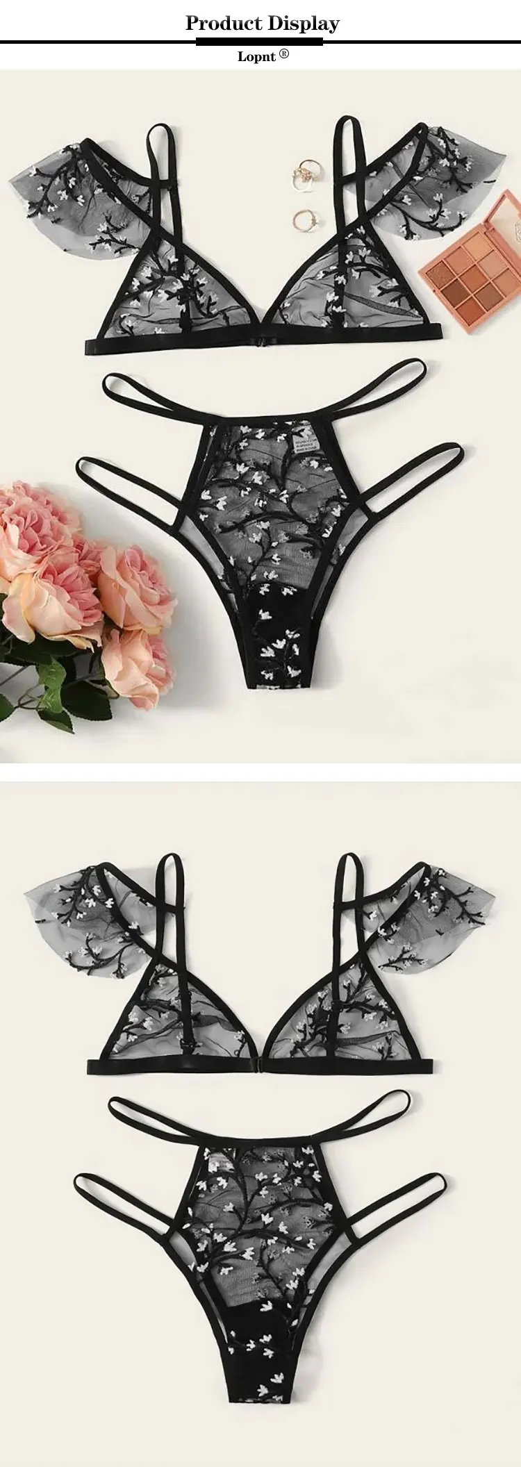 Biancheria intima sexy delle donne se Ricamo floreale Biancheria pura della maglia Se nessun reggiseno Reggiseno senza schienale Bralee sexi Inimaes pizzo_voghion.com