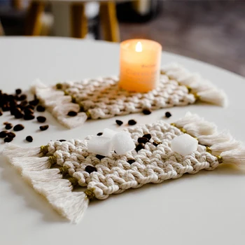

Bohemian Dining Table Mat Pure Hand Woven Coaster Bowl Pad Anti-scalding Heat Insulation Coffee Tea Cup Mats Home Decor